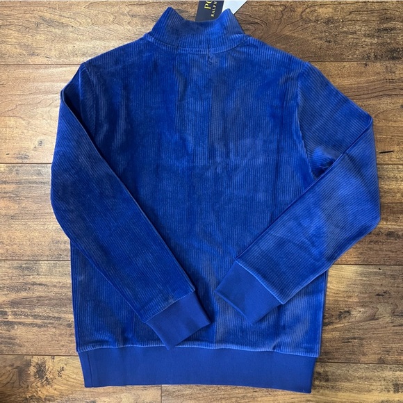 POLO RALPH LAUREN Boys Knit Corduroy Quarter-Zip Pullover Blue Sz 10-12 NWT - Picture 6 of 8